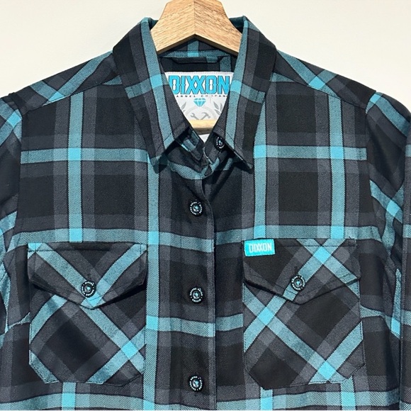 DIXXON Teal and Black Plaid Flannel Shirt - Picture 2 of 8